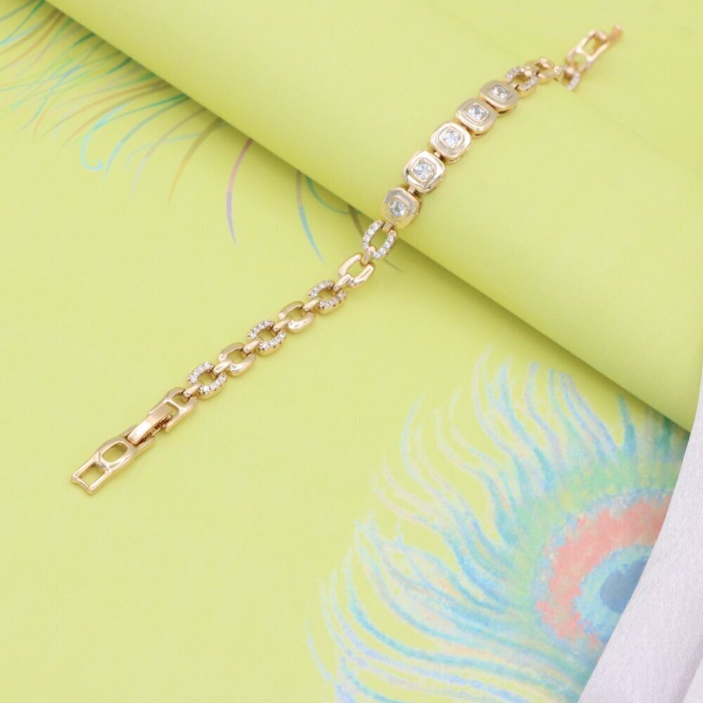 "Cushion Cut Crystal Rose Gold Link Bracelet, XPBL0770 - Picture 4 of 12